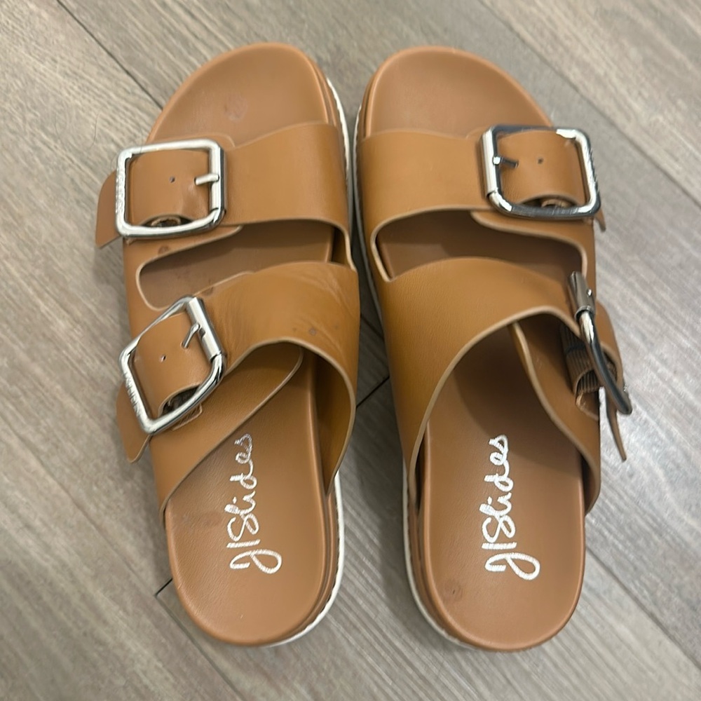 J slides leather sandals.